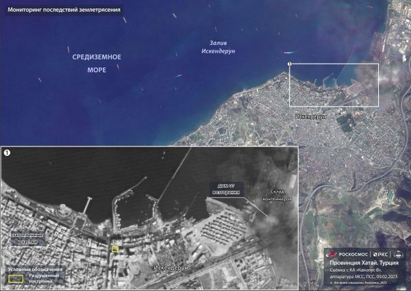Russia's Kanopus-V satellite gives an image of Turkiye's Hatay province after the earthquake. - Sputnik International
