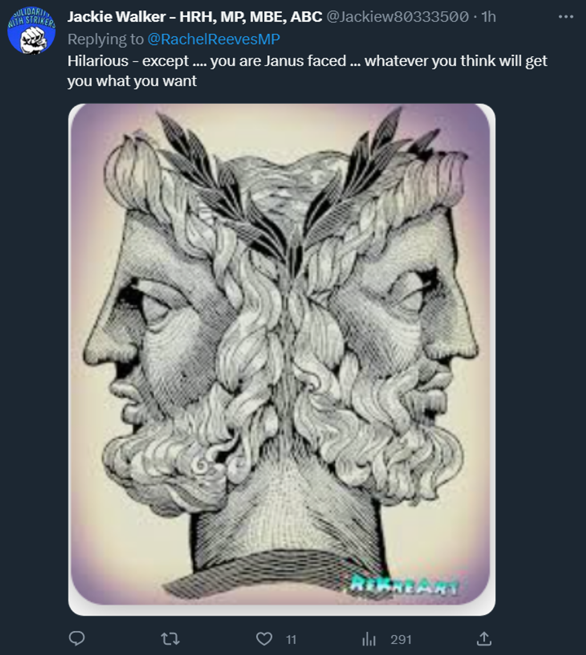 A tweet of the Roman god of portals and transitions Janus, who faces both ways at once - Sputnik International, 1920, 14.02.2023