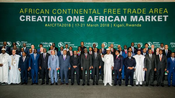African heads of states and governments pose during the African Union (AU) Summit for the agreement to establish the African Continental Free Trade Area in Kigali, Rwanda, on March 21, 2018. African heads of states and governments pose during the African Union (AU) Summit for the agreement to establish the African Continental Free Trade Area in Kigali, Rwanda, on March 21, 2018. - Sputnik International