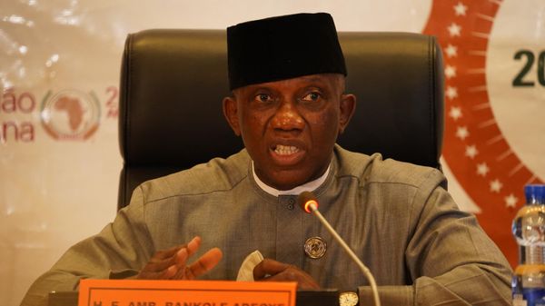 Bankole Adeoye, commissioner for political affairs, peace and security, gives a presser in the African Union headquarters in Addis Ababa, Ethiopia, on February 06, 2021 - Sputnik International