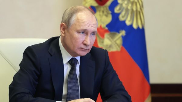 Russian President Vladimir Putin takes part in the event on the occasion of the 30th anniversary of Gazprom PJSC via video link. - Sputnik International