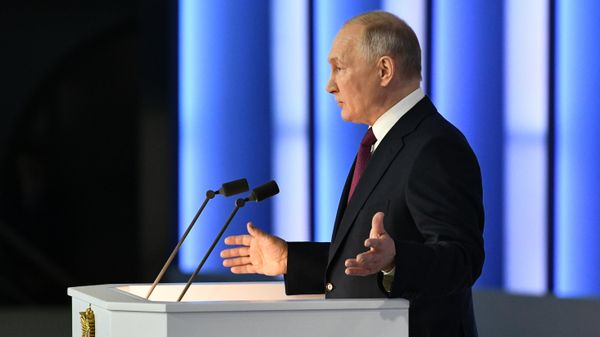 Russian President Vladimir Putin speaks to the Federal Assembly. Tuesday, February 21, 2023. Russian President Vladimir Putin speaks to the Federal Assembly. Tuesday, February 21, 2023. - Sputnik International