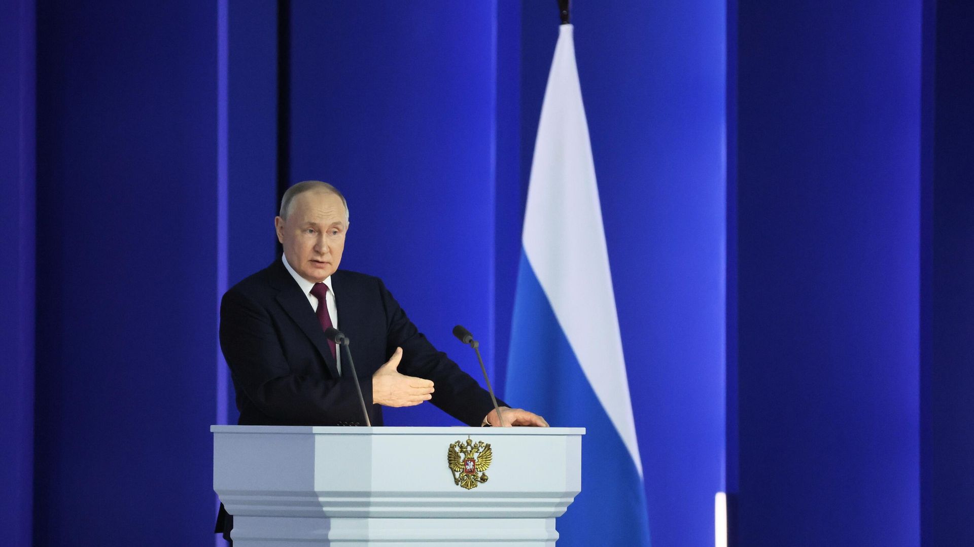 Russian President Vladimir Putin addresses the Federal Assembly, February 21, 2023 Russian President Vladimir Putin addresses the Federal Assembly, February 21, 2023 - Sputnik International, 1920, 23.02.2023