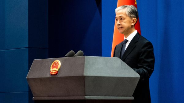Chinese Foreign Ministry spokesman Wang Wenbin during a speech a year after the start of the pandemic in Beijing. - Sputnik International