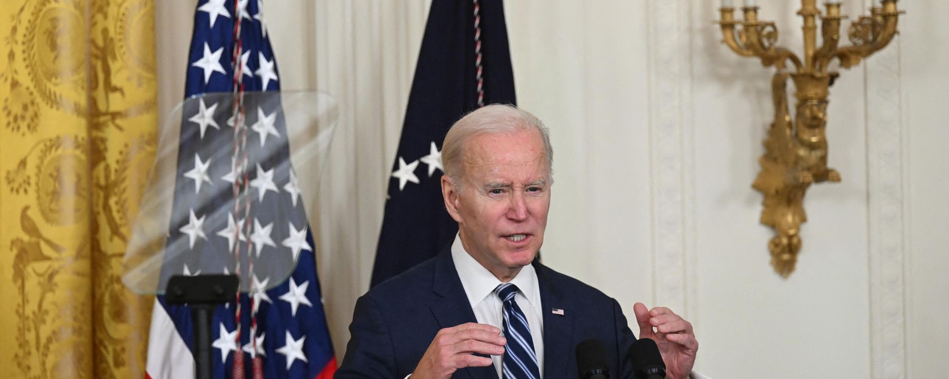 US President Joe Biden speaks during a reception celebrating Black History Month, in the East Room of the White House in Washington, DC, on February 27, 2023. - Sputnik International, 1920, 04.03.2023