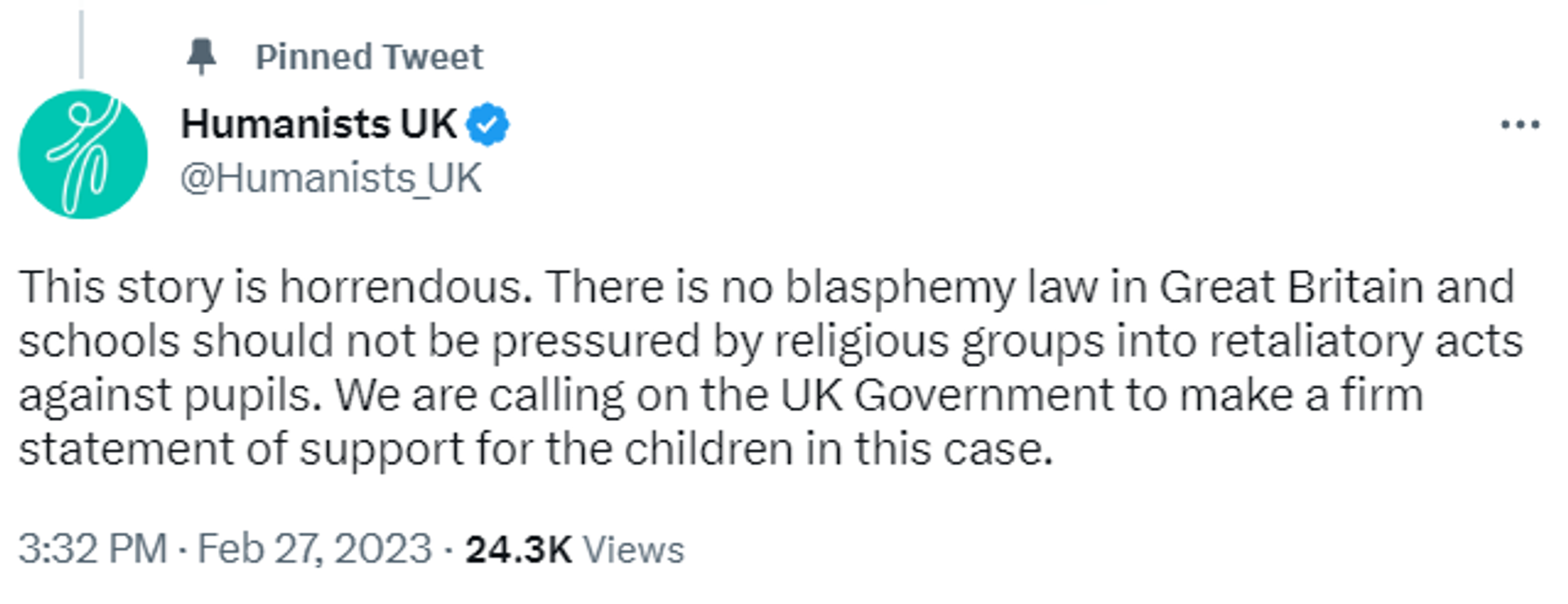 Screenshot of Twitter post by Humanists UK. - Sputnik International, 1920, 01.03.2023