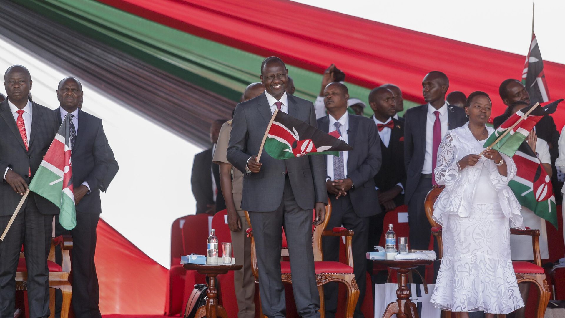 President William Ruto, center, and First Lady Rachel Ruto, right, attend a national day of prayer event held at Nyayo stadium in the capital Nairobi, Kenya, Tuesday, Feb. 14, 2023. - Sputnik International, 1920, 03.03.2023