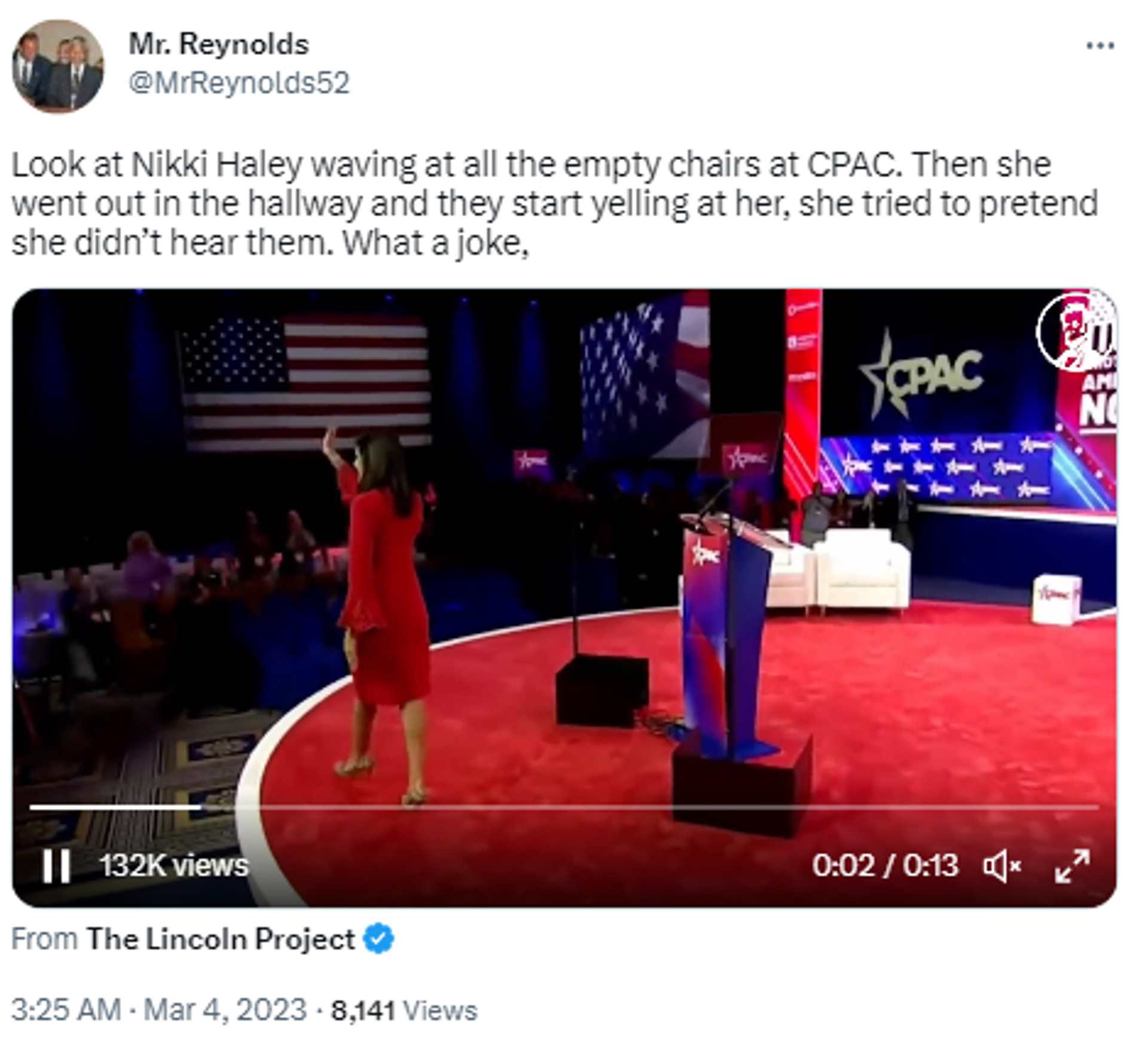 Twitter screenshot showing footage from Conservative Political Action Conference event attended by Nikki Haley. - Sputnik International, 1920, 04.03.2023