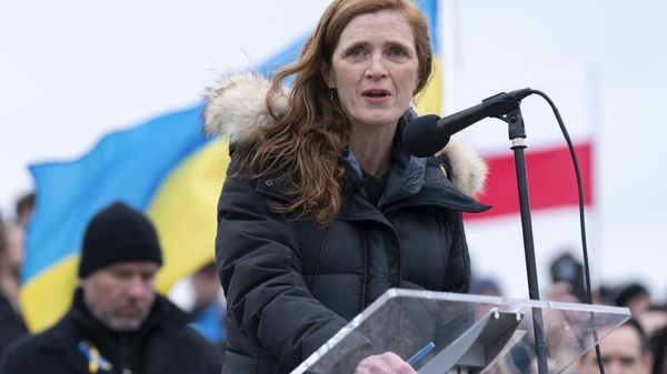 U.S. Agency for International Development Administrator Samantha Power speaks during a rally at Lincoln Memorial in support of Ukraine in Washington, Saturday, Feb. 25, 2023. - Sputnik International