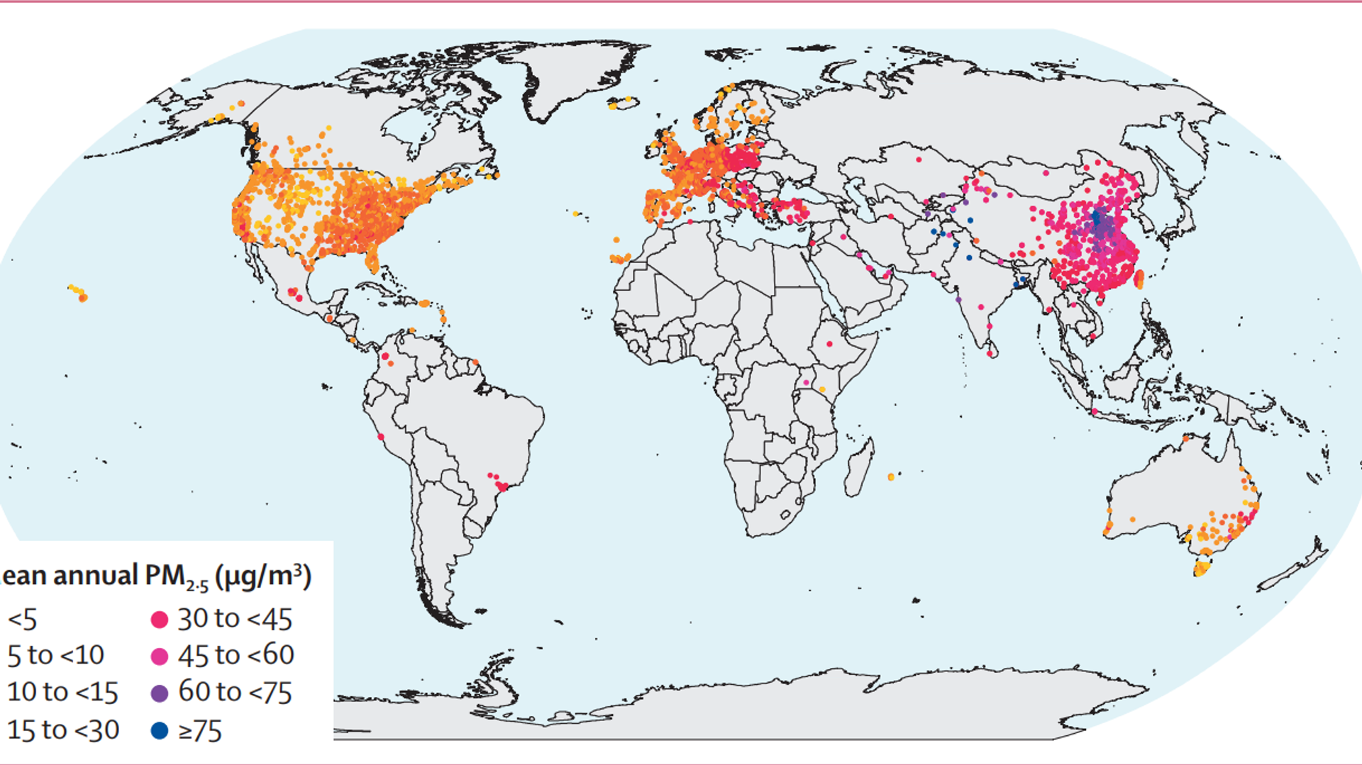 Global monitor station distribution and mean annual PM2,5 concentration over two decades (2000–19) Global monitor station distribution and mean annual PM2,5 concentration over two decades (2000–19) - Sputnik International, 1920, 07.03.2023