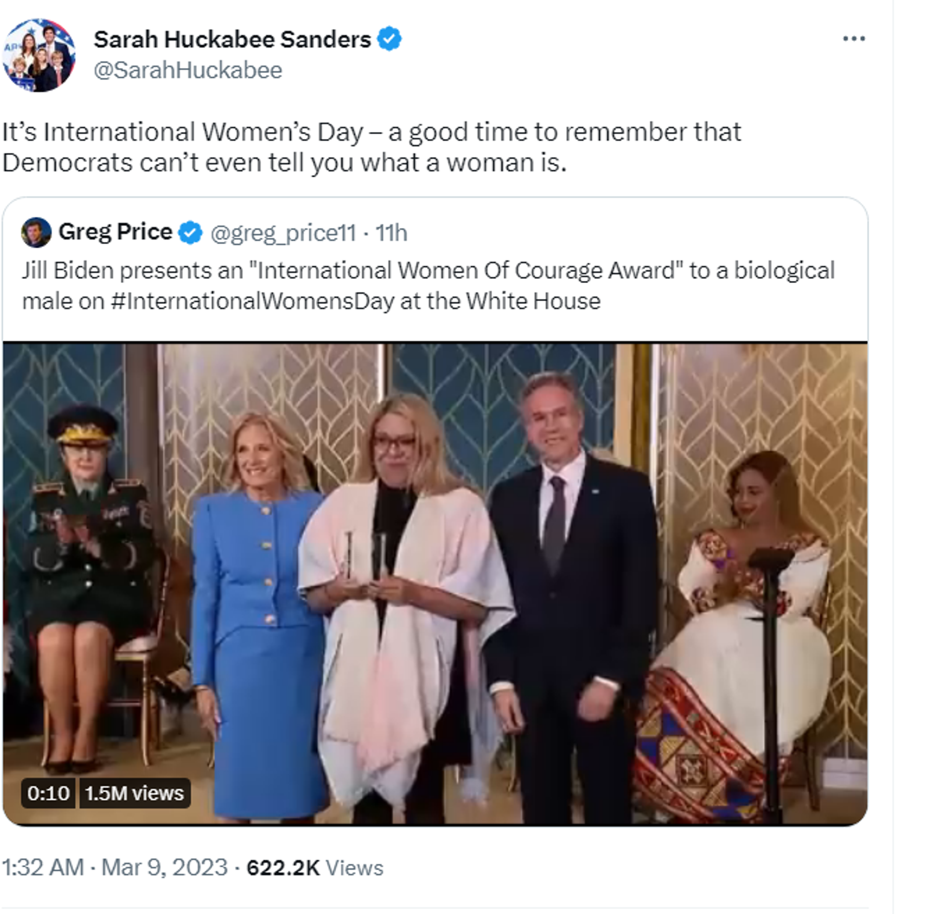 Screenshot of Twitter post by Gov. Sarah Huckabee Sanders. - Sputnik International, 1920, 09.03.2023