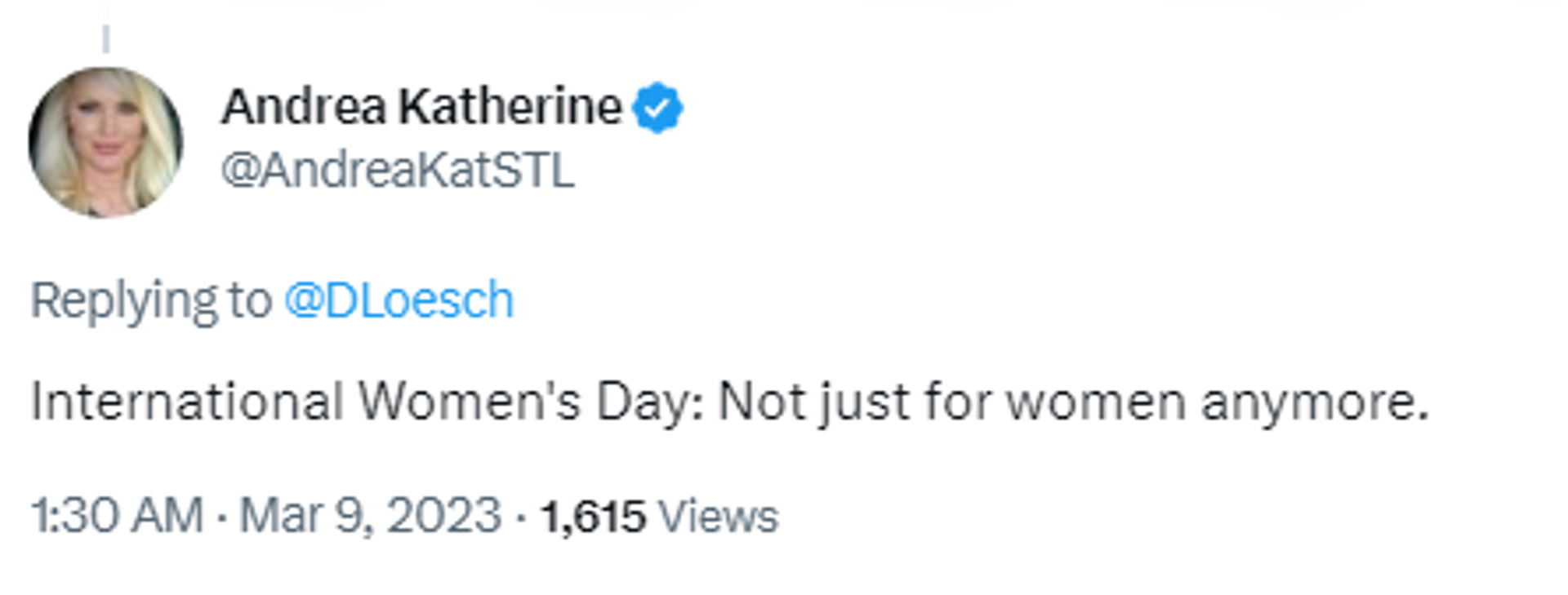 Screenshot of Twitter post by Andrea Katherine. - Sputnik International, 1920, 09.03.2023