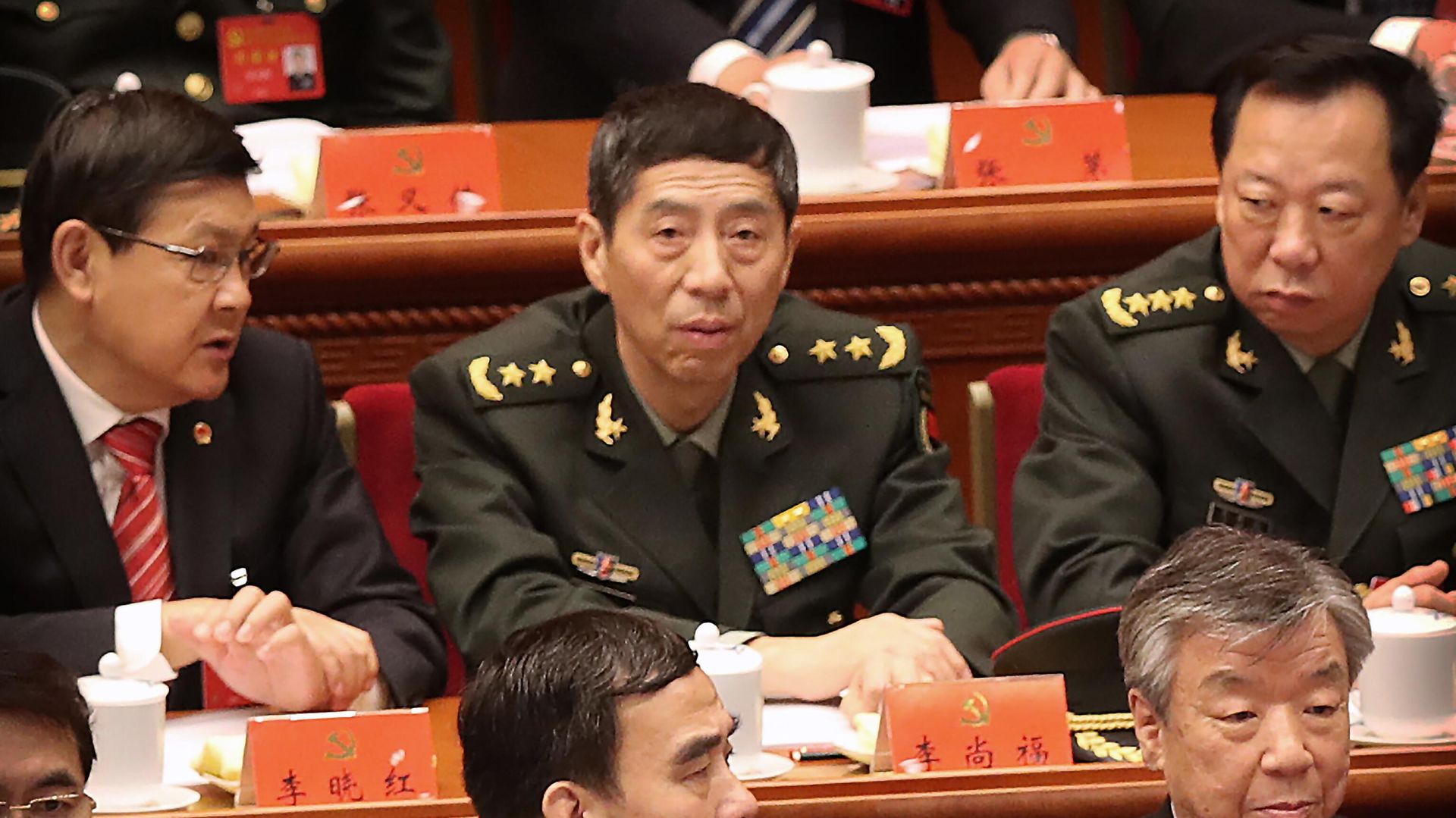 In this Oct. 18, 2017 photo, Li Shangfu, center, the director of the Equipment Development Department of China's Central Military Commission, attends the opening ceremony of China's 19th Party Congress at the Great Hall of the People in Beijing. In this Oct. 18, 2017 photo, Li Shangfu, center, the director of the Equipment Development Department of China's Central Military Commission, attends the opening ceremony of China's 19th Party Congress at the Great Hall of the People in Beijing. - Sputnik International, 1920, 12.03.2023