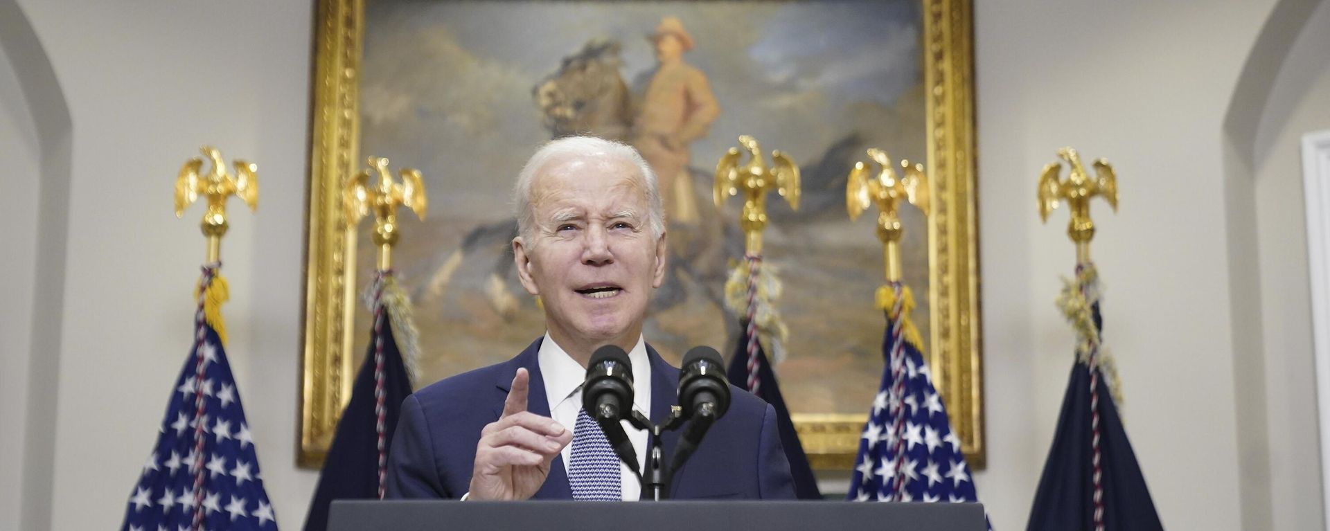 President Joe Biden speaks about the banking system in the Roosevelt Room of the White House - Sputnik International, 1920, 13.03.2023