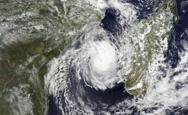 This satellite image provided by the NASA Earth Observatory shows Cyclone Freddy between Mozambique, left, and Madagascar in the southern part of the Indian Ocean on Wednesday, March 8, 2023. - Sputnik International