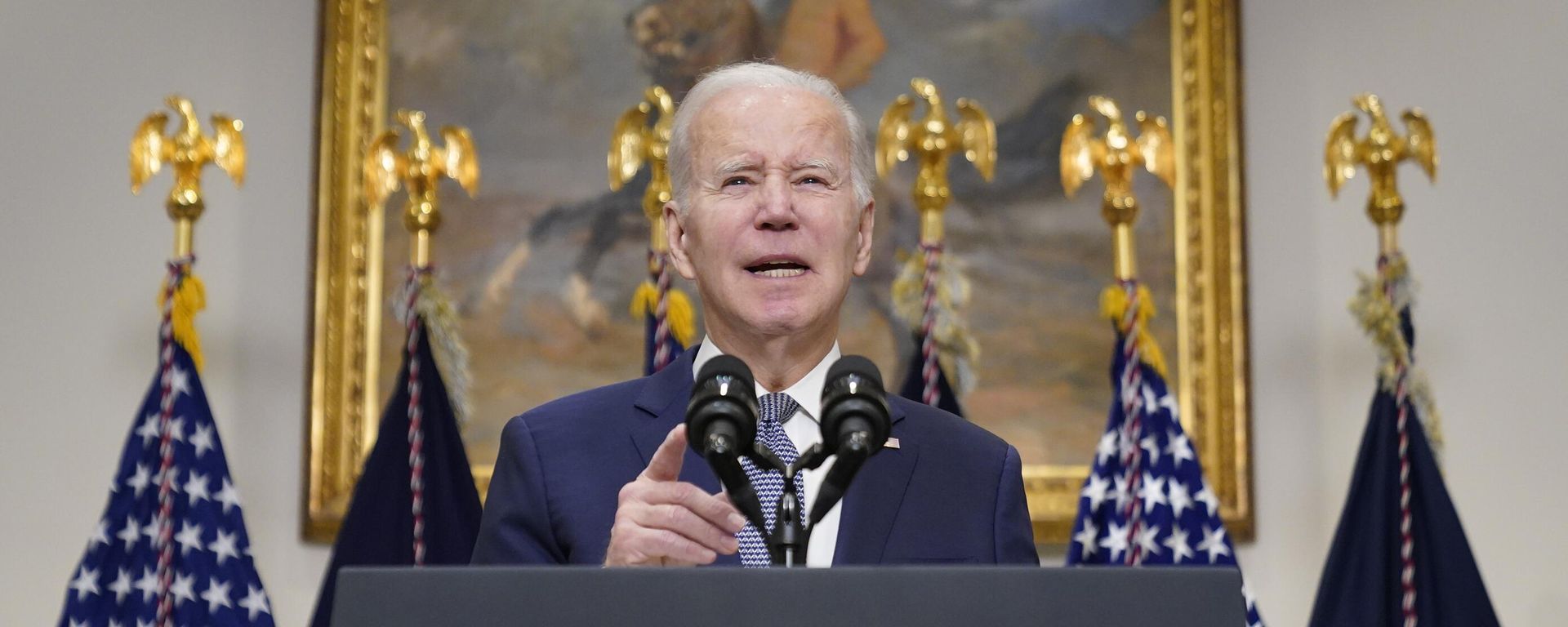 President Joe Biden speaks about the banking system in the Roosevelt Room of the White House - Sputnik International, 1920, 23.07.2023