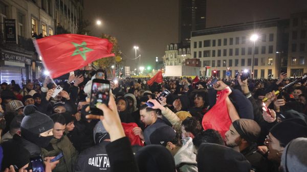 Fans for Morocco celebrate after the World Cup football match between Morocco and Portugal was played in Qatar, Saturday, Dec. 10, 2022.  - Sputnik International