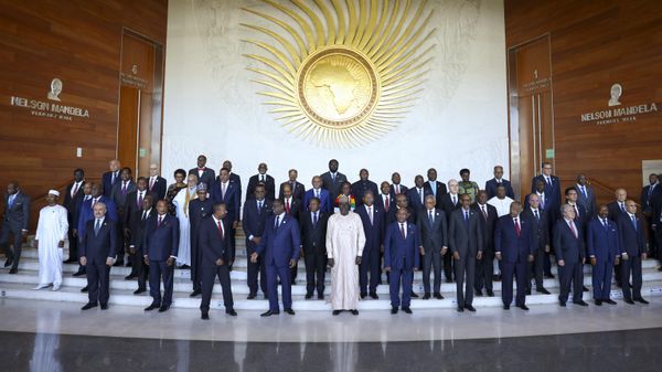 Leaders gather for a group photo at the African Union Summit in Addis Ababa, Ethiopia, Saturday, Feb. 18, 2023 - Sputnik International