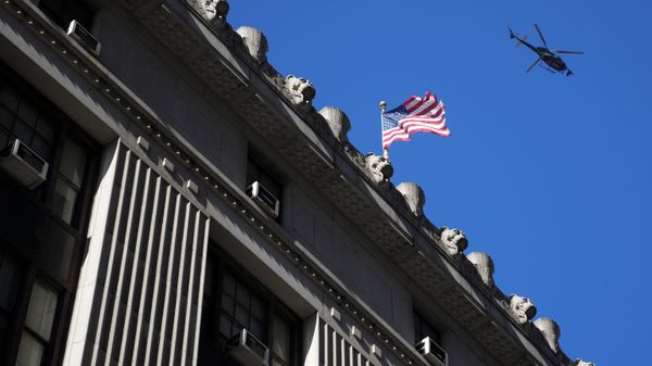 A news helicopter hovers over lower Manhattan in New York, Monday, March 20, 2023. A lawyer allied with Donald Trump is expected to testify before a New York grand jury. Such testimony could give the Republican former president an indirect opportunity to make a case he shouldn’t face criminal charges over hush money paid during his 2016 campaign. - Sputnik International