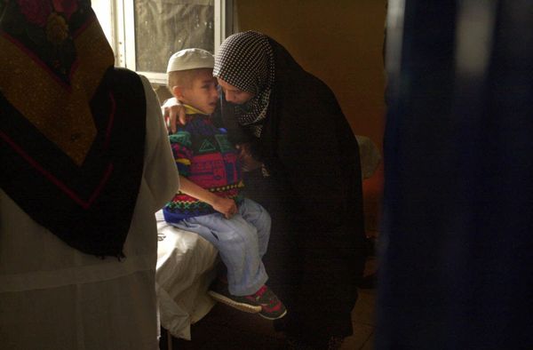 The use of DU shells led to a surge of cancer in Iraqi children. In this photo you can see a boy waiting for chemotherapy. He was born blind and suffers from a brain tumor. The cancer has spread to his abdomen, causing it to swell.   - Sputnik International