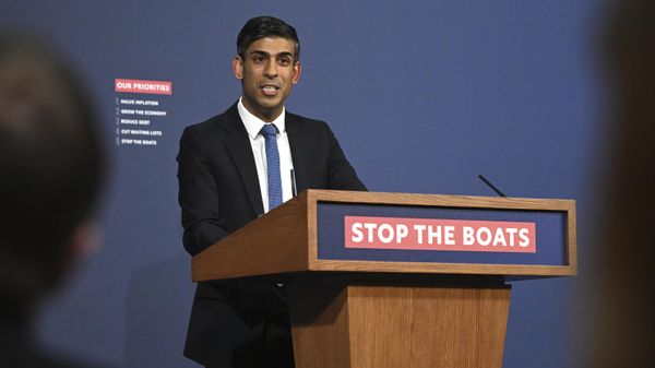 Britain's Prime Minister Rishi Sunak speaks during a press conference following the launch of new legislation on migrant channel crossings at Downing Street, London, Tuesday, March 7, 2023.  - Sputnik International