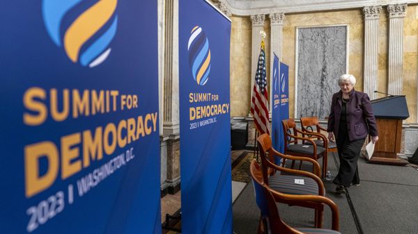 Treasury Secretary Janet Yellen leaves after speaking before an anti-corruption panel discussion as part of the 2023 Summit for Democracy at the Treasury Department, Tuesday, March 28, 2023, in Washington.  - Sputnik International