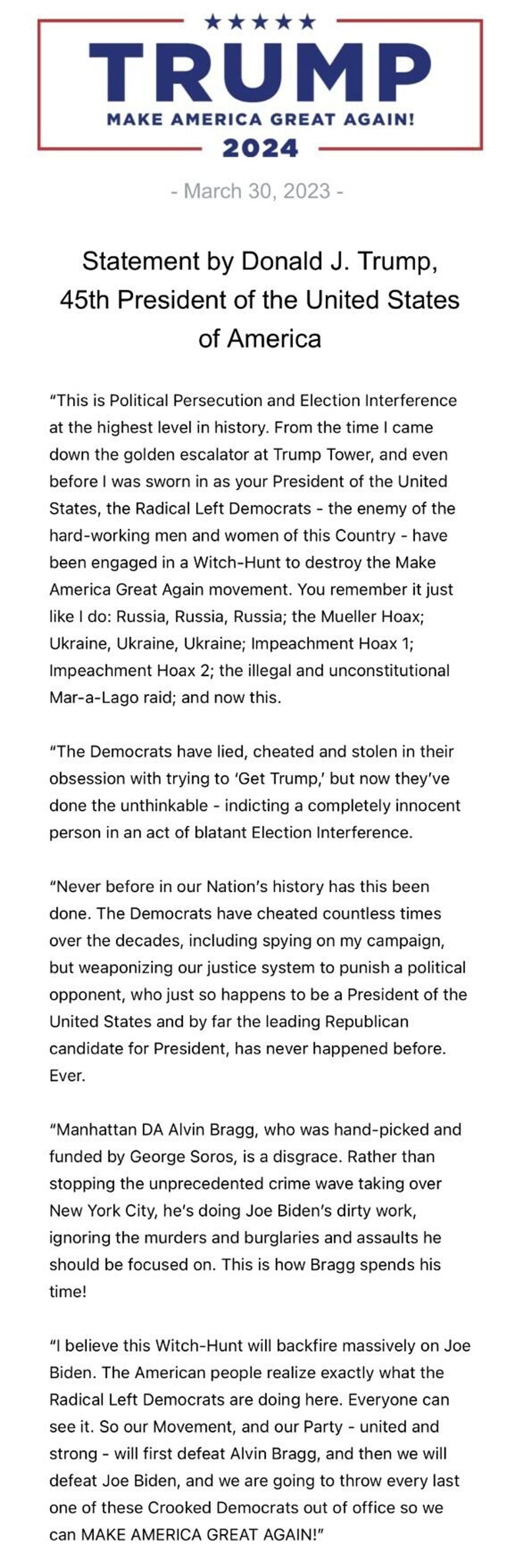 Donald Trump Statement on Indictment Donald Trump Statement on Indictment - Sputnik International, 1920, 30.03.2023