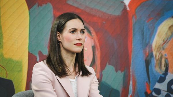 Finnish Prime Minister and Chair of the Social Democratic party Sanna Marin looks on in the central Sanomatalo building in Helsinki, Finland, on March 28, 2023 - Sputnik International