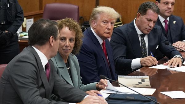 Former President Donald Trump sits at the defense table with his defense team in a Manhattan court, - Sputnik International
