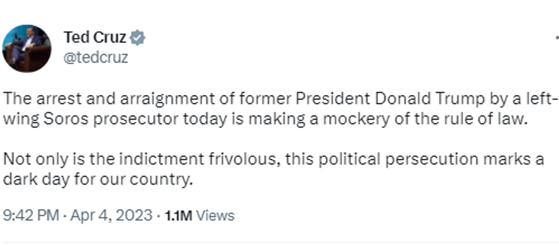 Screenshot of Twitter post by Sen. Ted Cruz, R-Texas. Screenshot of Twitter post by Sen. Ted Cruz, R-Texas. - Sputnik International, 1920, 05.04.2023