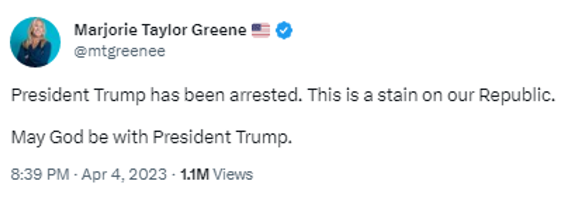 Screenshot of Twitter post by Rep. Marjorie Taylor Greene, R-Ga. Screenshot of Twitter post by Rep. Marjorie Taylor Greene, R-Ga. - Sputnik International, 1920, 05.04.2023