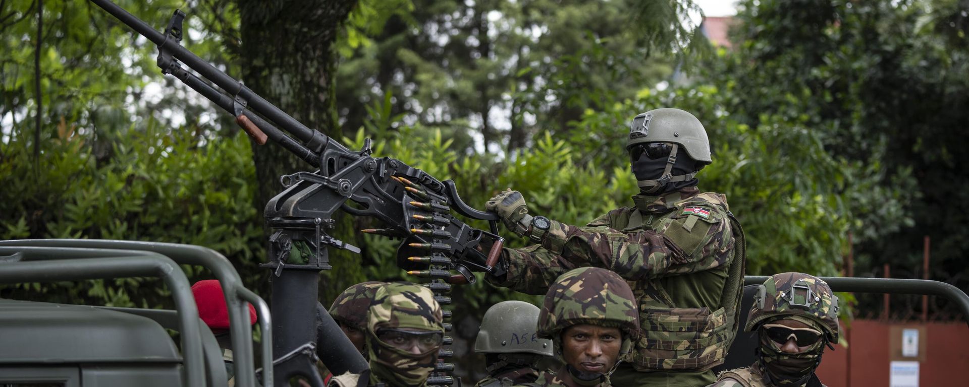 Members of the Kenya Defence Forces (KDF) deployed as part of the East African Community Regional Force (EACRF) ride in a vehicle in Goma, in eastern Congo Wednesday, Nov. 16, 2022. Members of the Kenya Defence Forces (KDF) deployed as part of the East African Community Regional Force (EACRF) ride in a vehicle in Goma, in eastern Congo Wednesday, Nov. 16, 2022. - Sputnik International, 1920, 14.09.2024