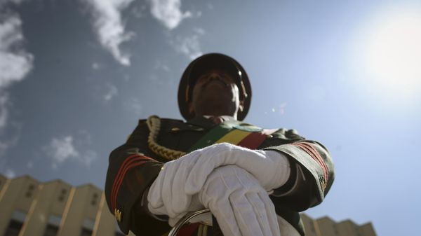 A member of a military marching band attends a ceremony to remember those soldiers who died on the first day of the Tigray conflict, outside the city administration office in Addis Ababa, Ethiopia Thursday, Nov. 3, 2022.  - Sputnik International