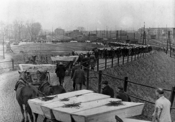 The Great Patriotic War of 1941-1945. A burial for dead inmates of the Auschwitz concentration camp, liberated by the Red Army. - Sputnik International