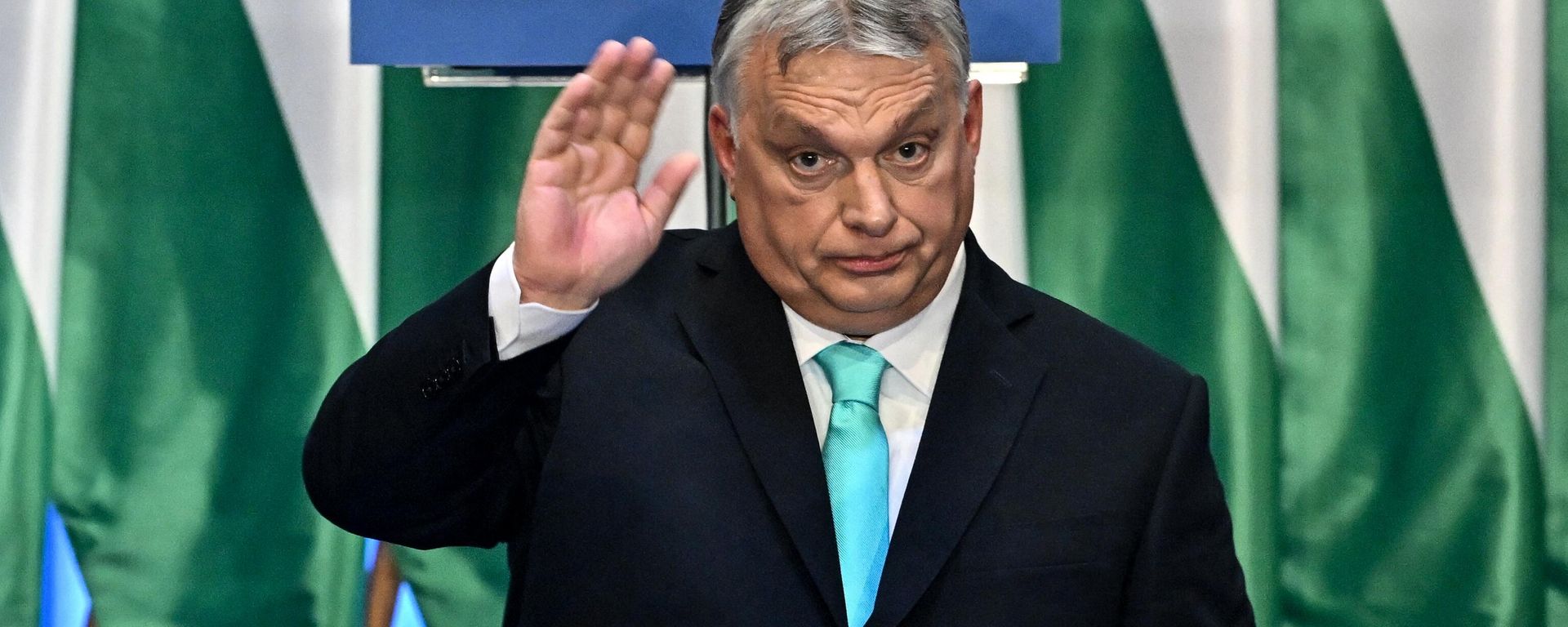 Hungarian Prime Minister and Chairman of the governing FIDESZ party Viktor Orban gestures after delivering his annual state of the nation speech, February 2023. Hungarian Prime Minister and Chairman of the governing FIDESZ party Viktor Orban gestures after delivering his annual state of the nation speech, February 2023. - Sputnik International, 1920, 12.04.2023