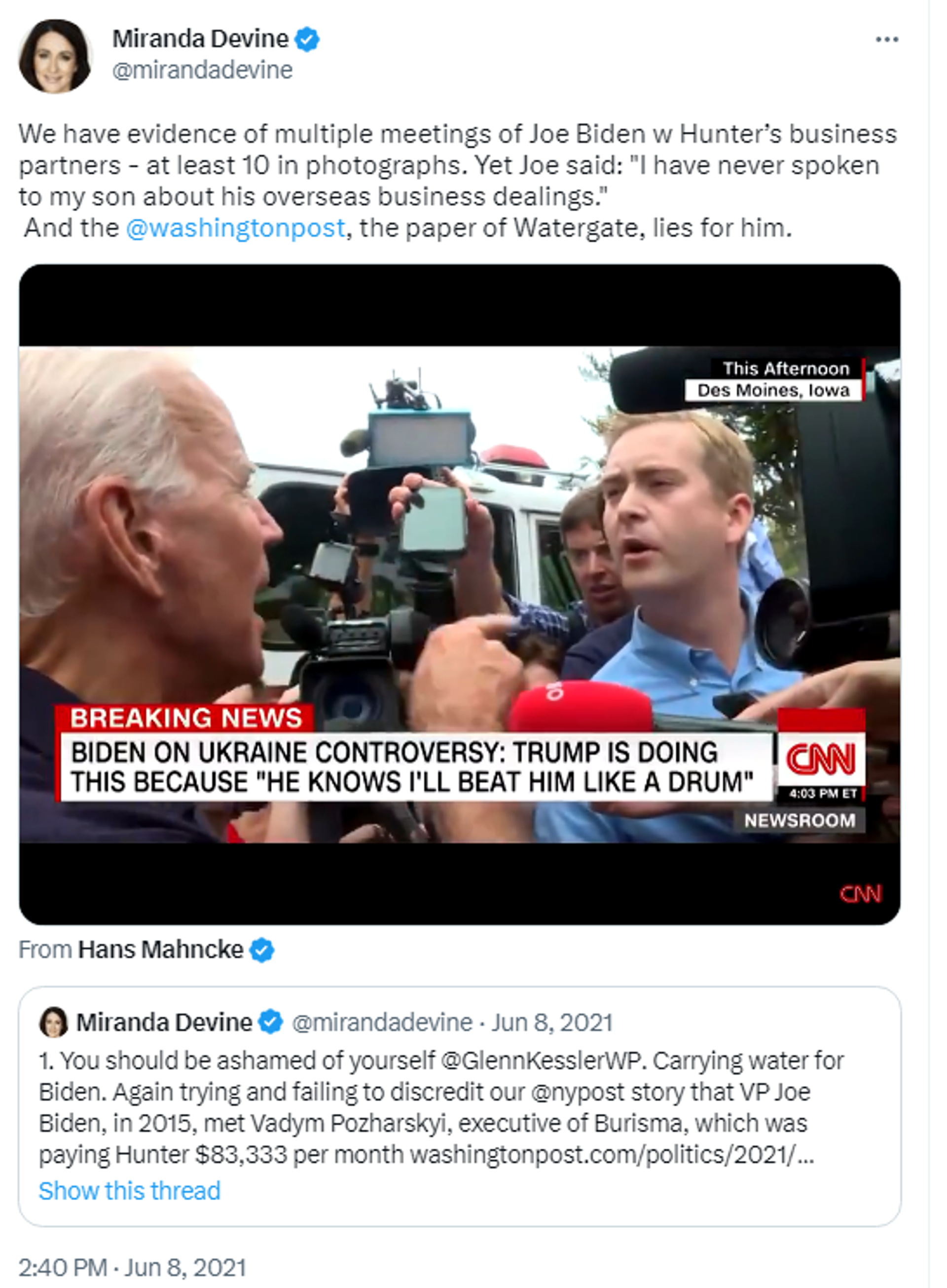Screenshot of Twitter post by Australian columnist and writer Miranda Devine.
 - Sputnik International, 1920, 13.04.2023