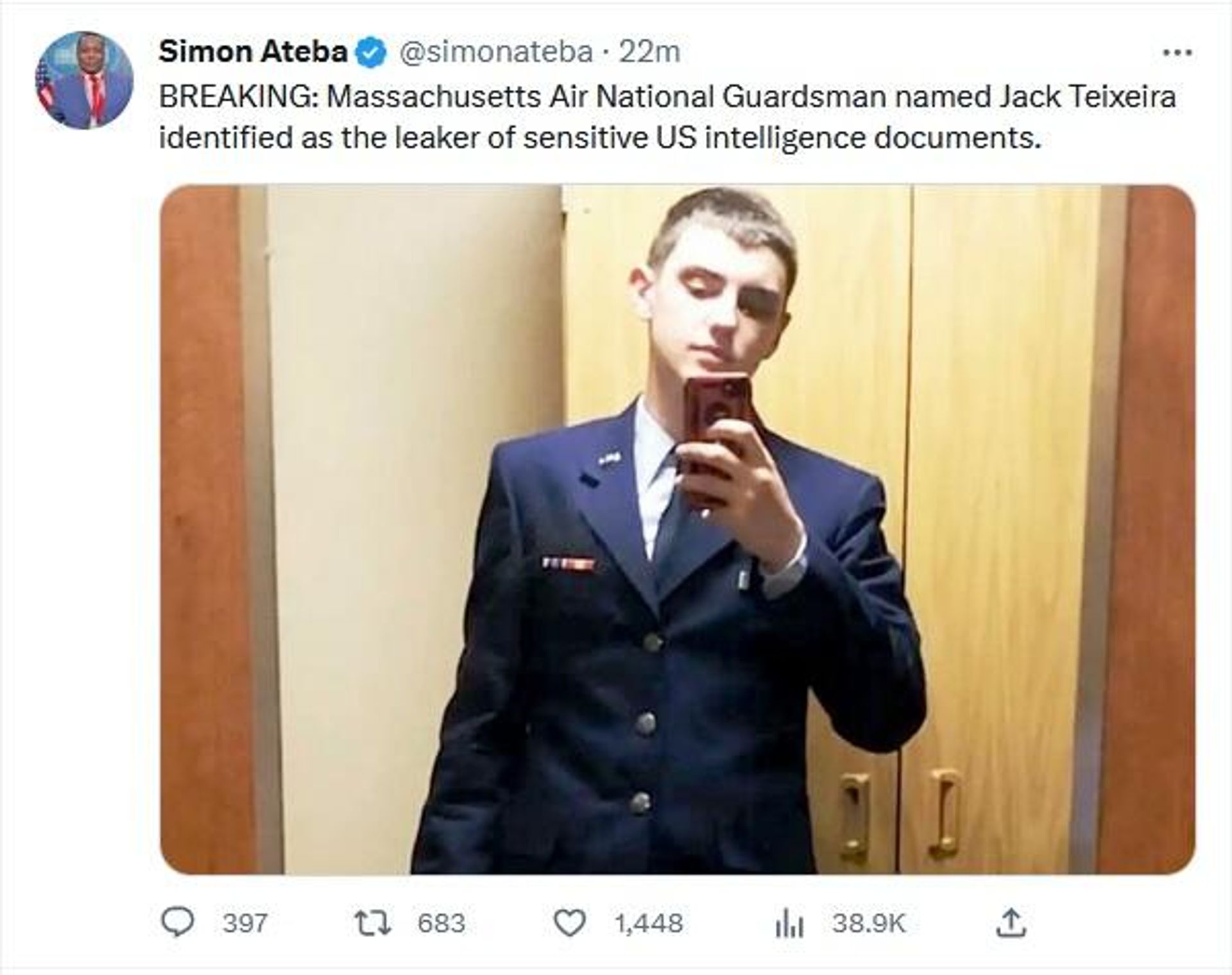 Jack Teixeira identified as suspected leaker of US intel docs - Sputnik International, 1920, 14.04.2023