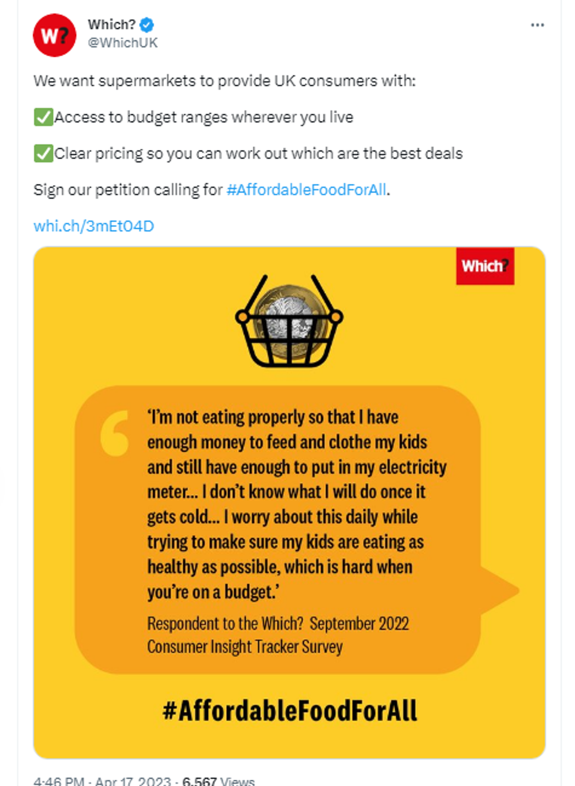 Screenshot of Twitter post by UK consumer group Which? - Sputnik International, 1920, 18.04.2023