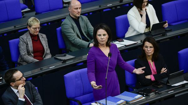 German Foreign Minister Annalena Baerbock speaks during a session of questions at the Bundestag, the German lower house of parliament, in Berlin on April 19, 2023 - Sputnik International