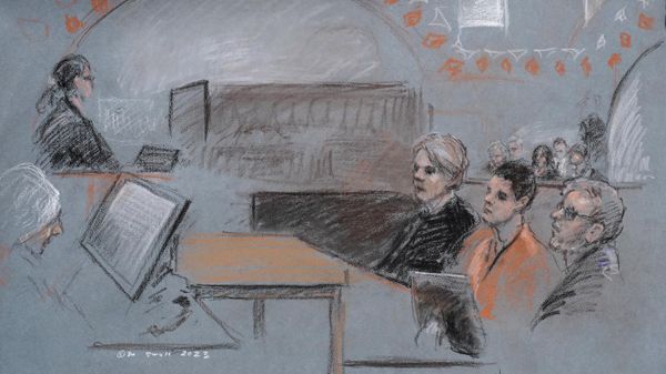 Massachusetts Air National Guardsman Jack Teixeira, seated second from right, appears in U.S. District Court, in Boston, Wednesday, April 19, 2023. - Sputnik International