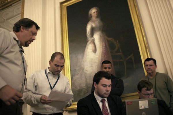 Speech writer Ben Rhodes and the teleprompter team work on last minute changes to President Obama's speech Speech writer Ben Rhodes and the teleprompter team work on last minute changes to President Obama's speech - Sputnik International