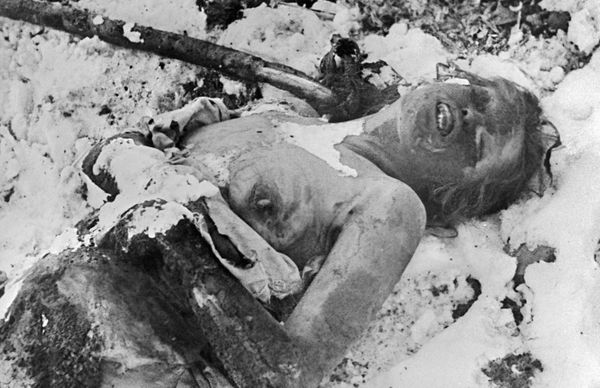The atrocities of Nazis and their accomplices in the territories of the USSR. A nurse burned alive by Nazi punishers near the village of Spas-Demensk. - Sputnik International