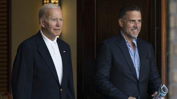 President Joe Biden and his son Hunter Biden leave Holy Spirit Catholic Church in Johns Island, S.C., after attending a Mass on Aug. 13, 2022. - Sputnik International