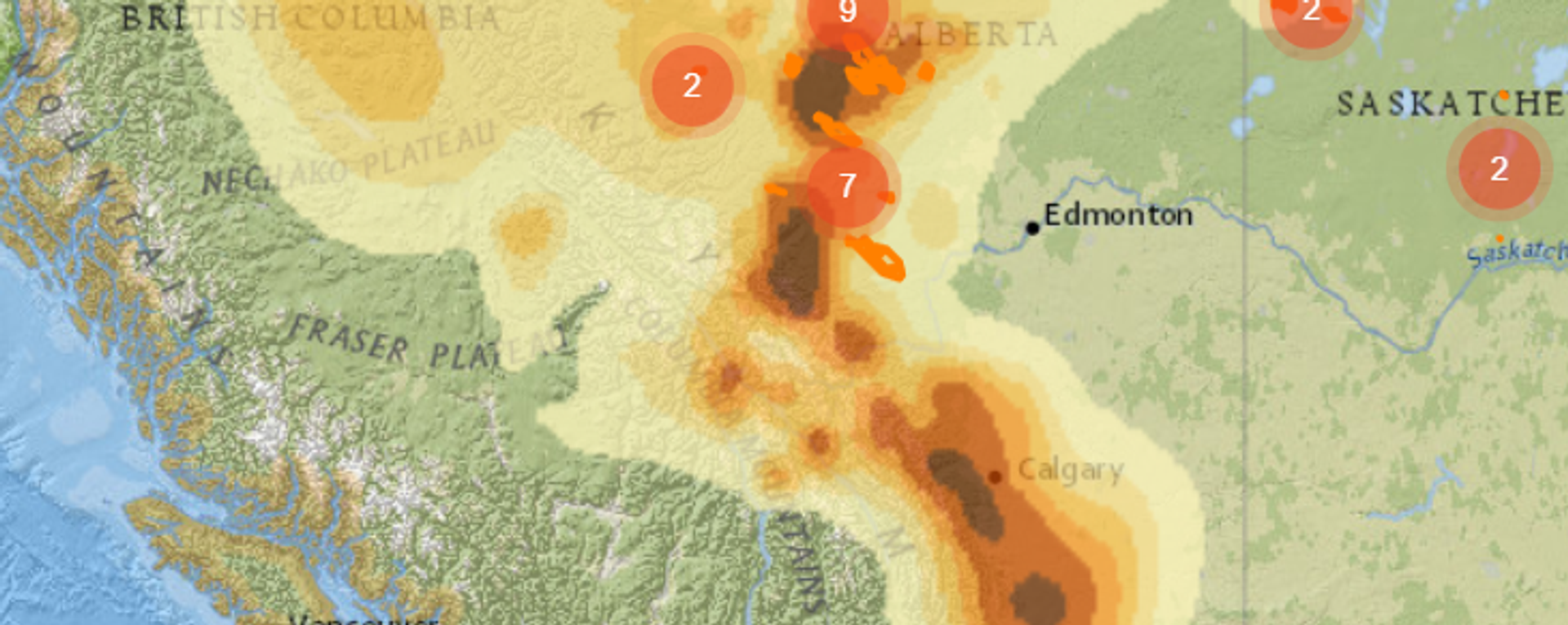 Firesmoke.ca map showing smoke distribution in Alberta and surrounding areas. - Sputnik International, 1920, 09.05.2023