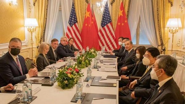 Photo of a meeting between US national security adviser Jake Sullivan and Chinese foreign policy chief Wang Yi in Vienna, Austria, on May 10 and 11, 2023. - Sputnik International