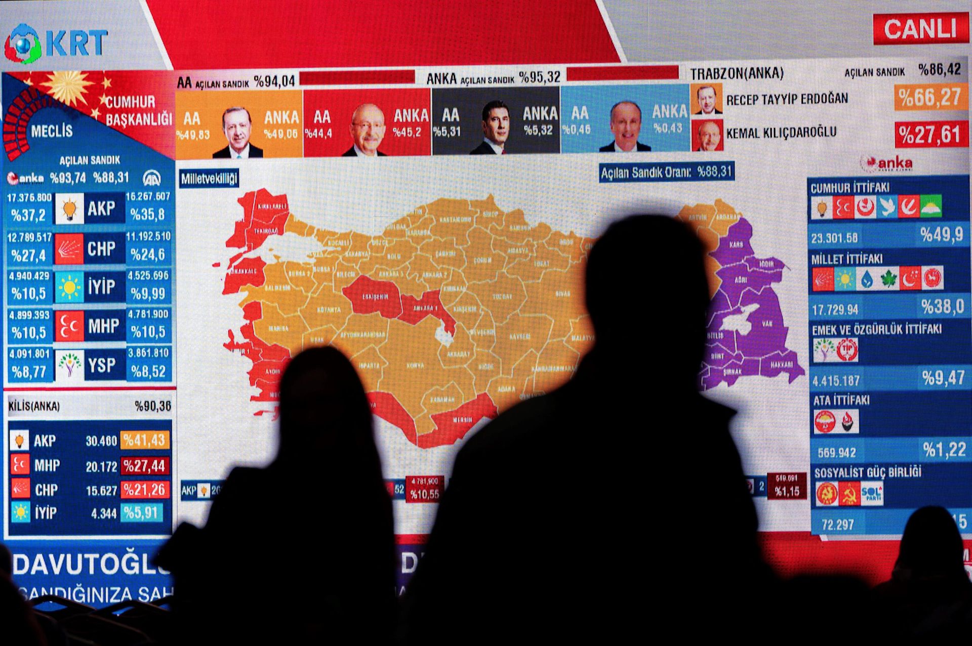 CHP members watch TV after the first results at the CHP building in Istanbul on May 14, 2023, after polls closed in Turkey's presidental and parliamentary elections first round. CHP members watch TV after the first results at the CHP building in Istanbul on May 14, 2023, after polls closed in Turkey's presidental and parliamentary elections first round. - Sputnik International, 1920, 15.05.2023