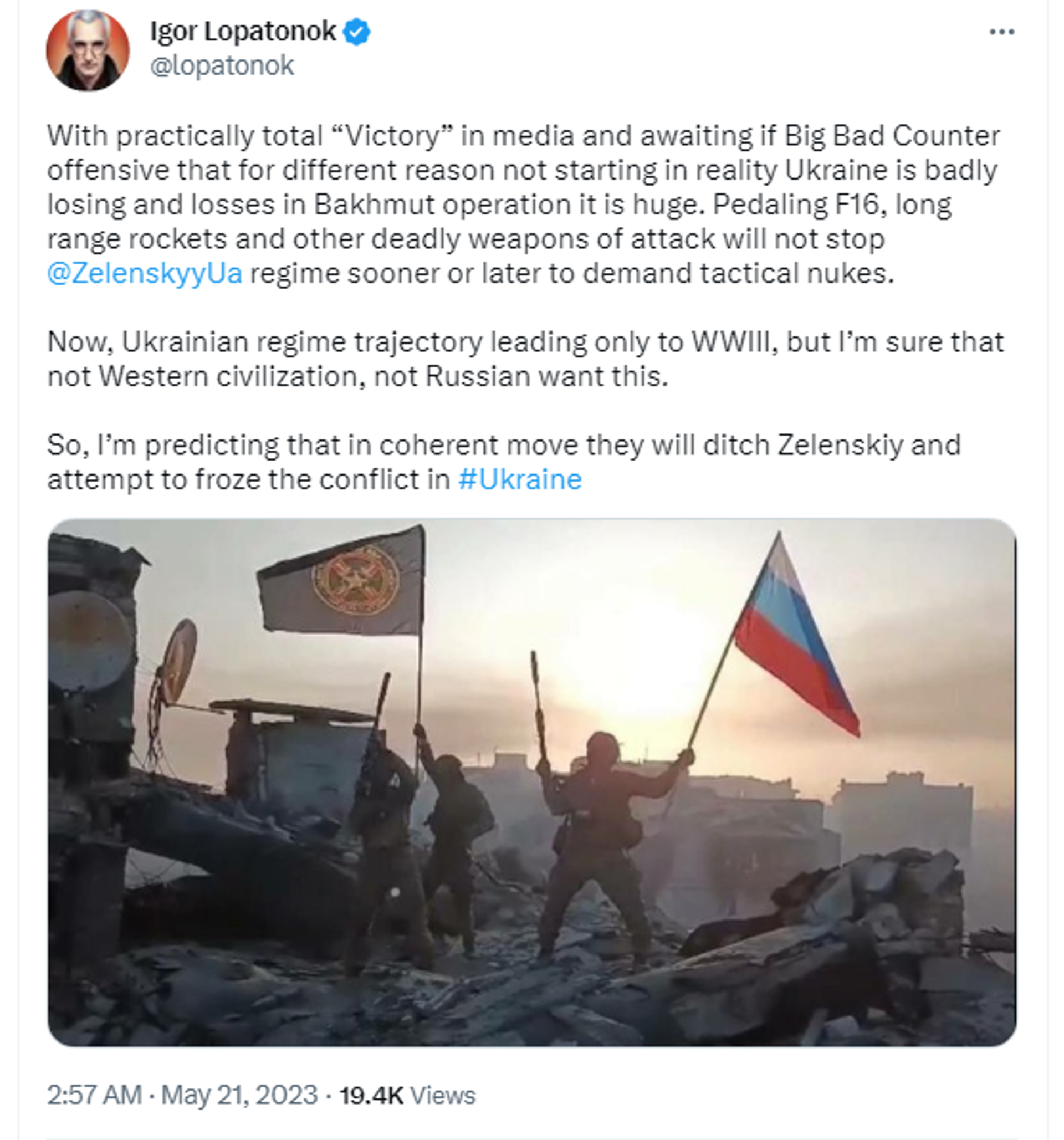 Screenshot of Twitter post by film director Igor Lopatonok. - Sputnik International, 1920, 22.05.2023