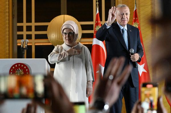 Russian President Vladimir Putin congratulated incumbent Turkish President Recep Tayyip Erdogan on his reelection, the Kremlin said on Sunday.Above: Turkish incumbent President Recep Tayyip Erdogan and his wife Emine Erdogan in front of the Presidential Palace in Ankara. - Sputnik International