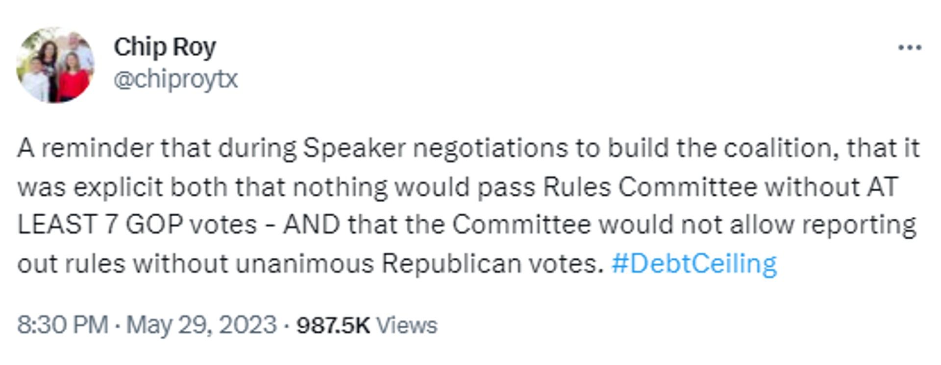 Screenshot of Twitter post by Rep. Chip Roy (R-Texas). - Sputnik International, 1920, 30.05.2023