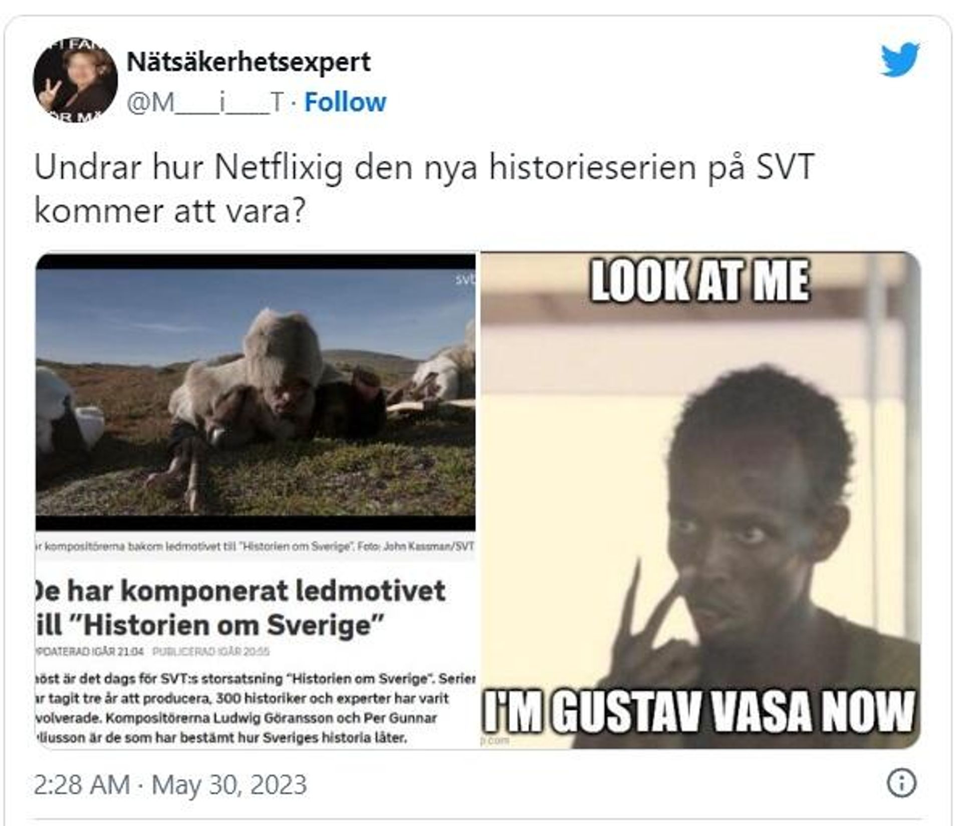 Screenshot of a tweet discussing SVT's new series - Sputnik International, 1920, 31.05.2023